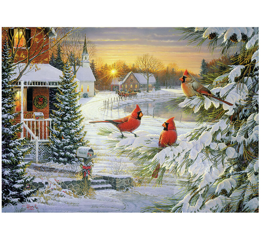 Cobble Hill Sunset Cardinals Puzzle 1000pcs