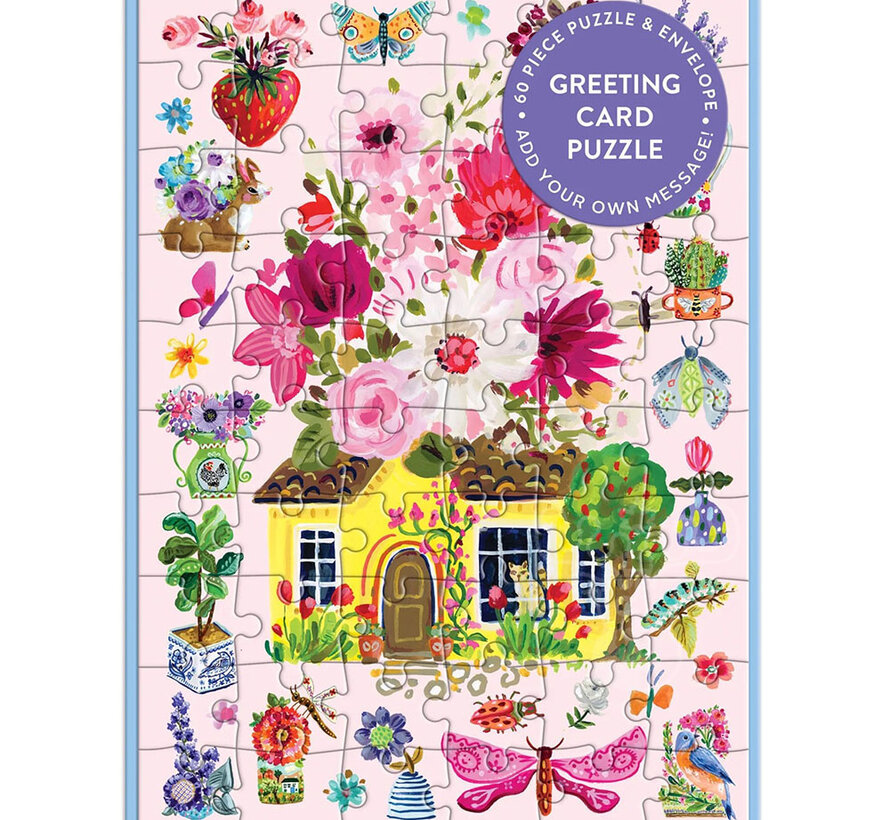 Galison Buzzy Bouquets Greeting Card Puzzle 60pcs