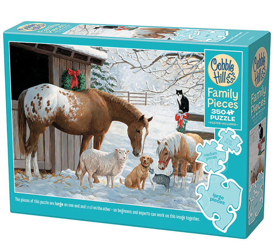 Cobble Hill Winter Barnyard Family Puzzle 350pcs