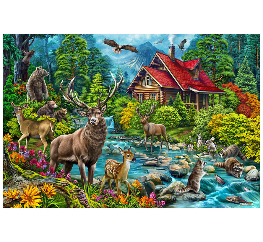 Cobble Hill Red-Roofed Cabin Puzzle 2000pcs