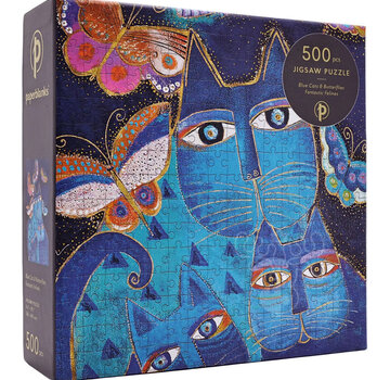 Paperblanks Paperblanks Blue Cats & Butterflies, Fantastic Felines Puzzle 500pcs