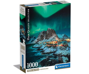 Clementoni Panorama Colorful Night Lofoten – Puzzle 1000 Pièces, 98x33 Cm, Fabriqué En Italie