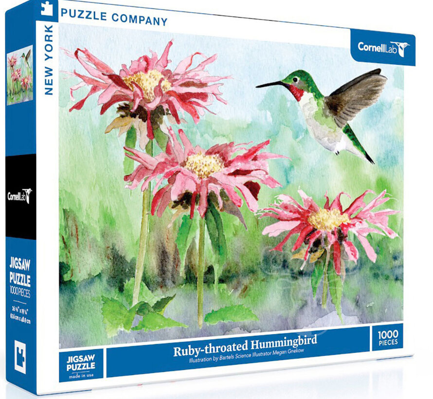 New York Puzzle Co. Cornell Lab: Ruby-throated Hummingbird Puzzle 1000pcs