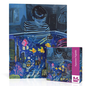 New York Puzzle Company New York Puzzle Co. Jenny Kroik: Aquarium Nightlife Mini Puzzle 100pcs