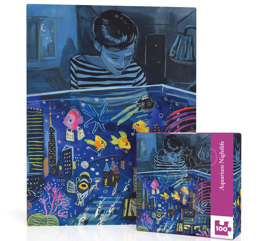 New York Puzzle Co. Jenny Kroik: Aquarium Nightlife Mini Puzzle 100pcs