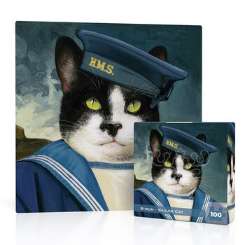 New York Puzzle Company New York Puzzle Co. Bill Mayer: Simon - Sailor Cat Mini Puzzle 100pcs
