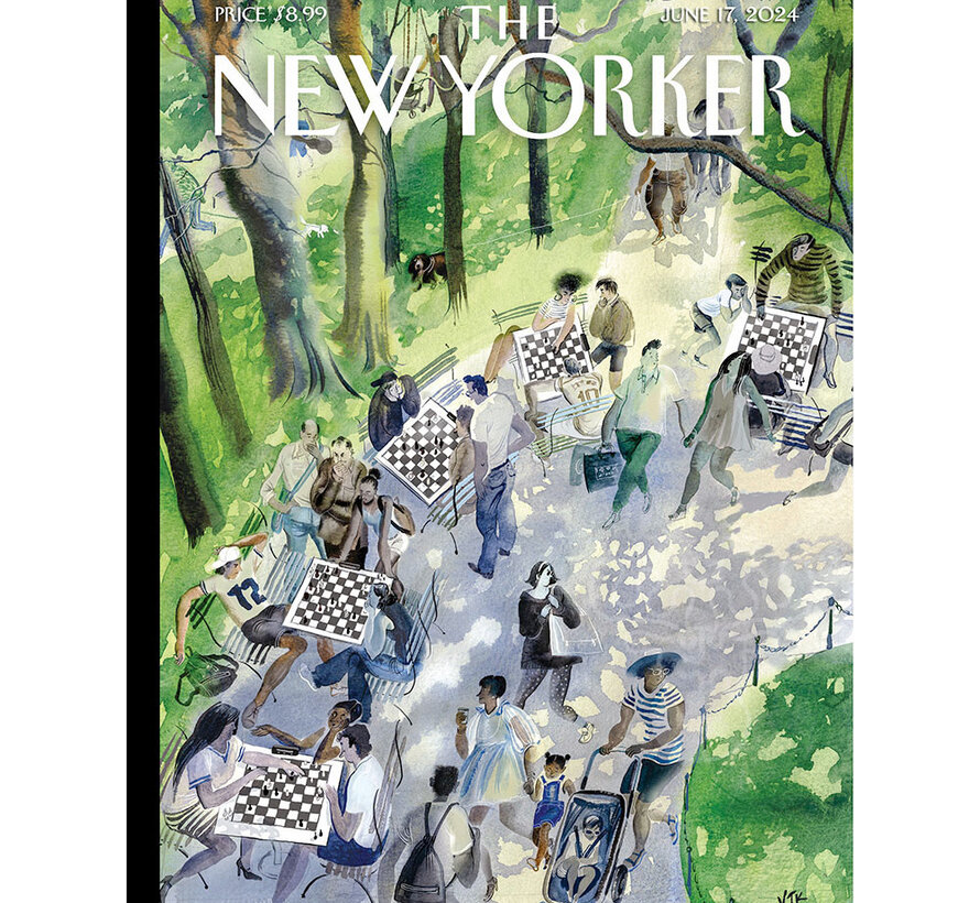 New York Puzzle Co. The New Yorker: Pawns in the Park Puzzle 1000pcs