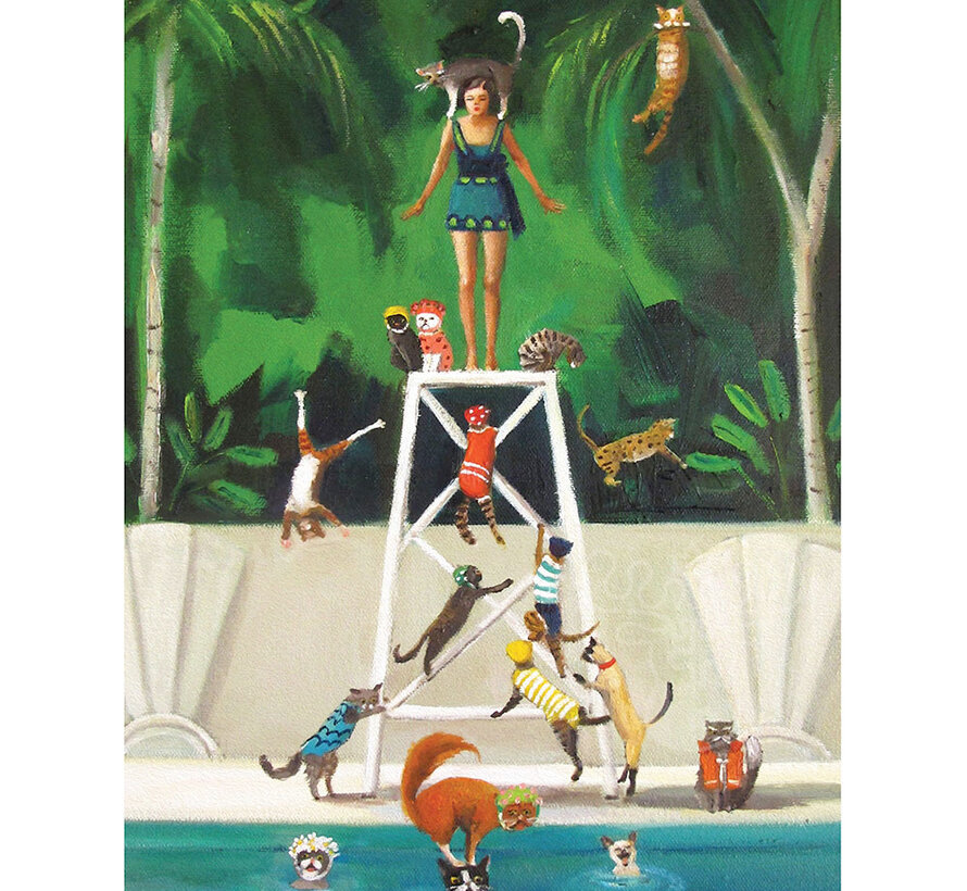 New York Puzzle Co. Janet Hill: Pool Kitties Puzzle 1000pcs
