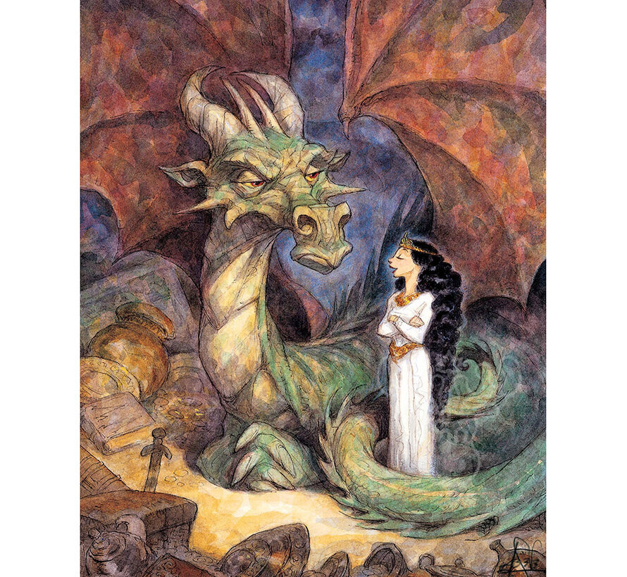 New York Puzzle Co. Peter de Sève: Chat with a Dragon Puzzle 500pcs