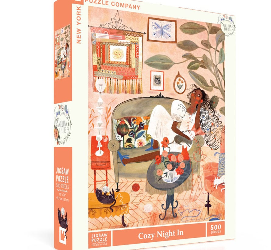 New York Puzzle Co. Adelina Lirius: Cozy Night In Puzzle 500pcs