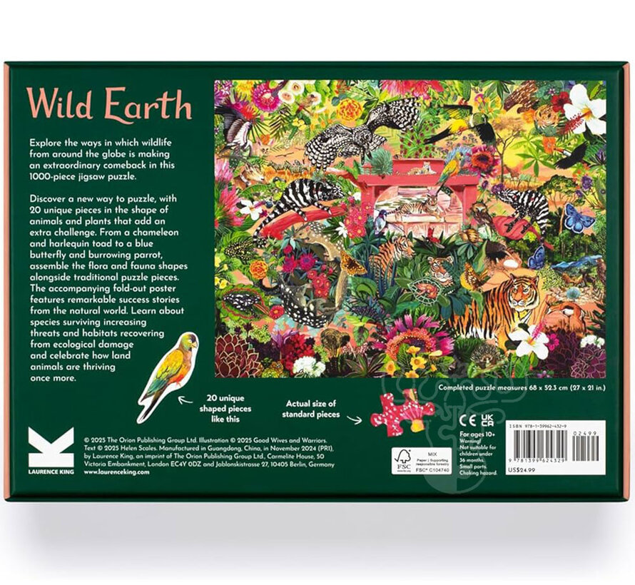 Laurence King Wild Earth Puzzle 1000pcs contains 20 Shaped Pieces
