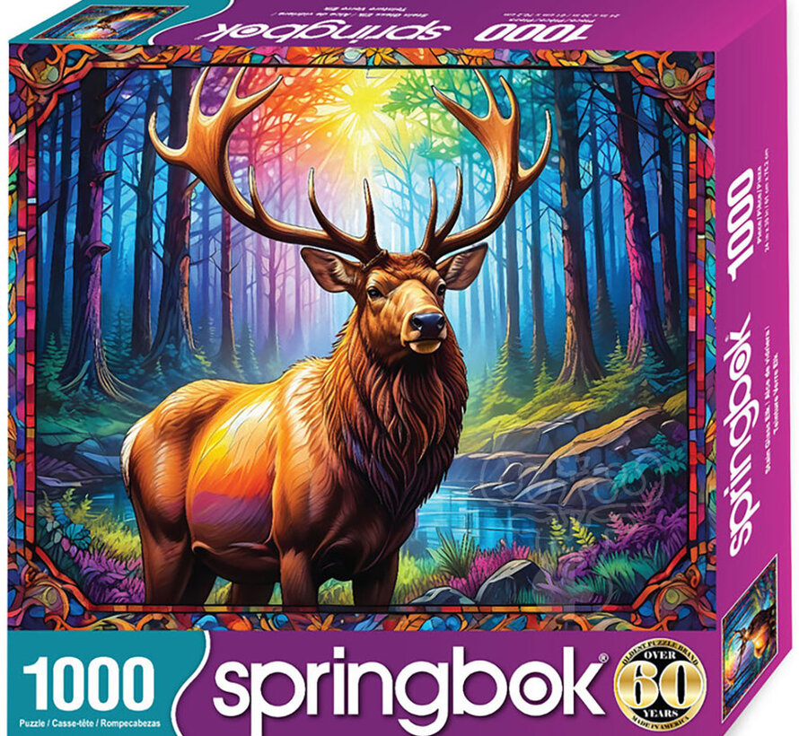 Springbok Stain Glass Elk Puzzle 1000pcs Limited Release