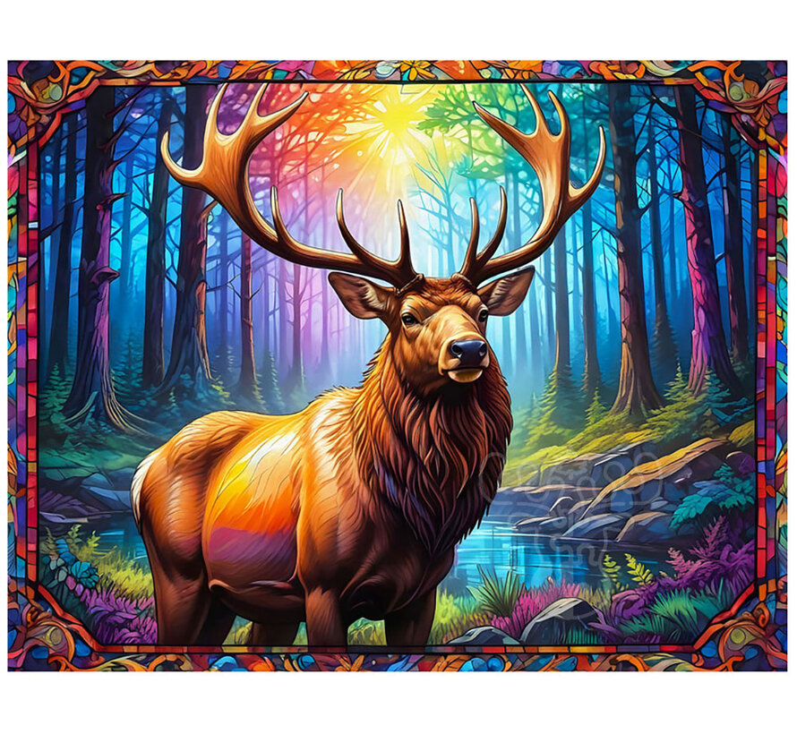 Springbok Stain Glass Elk Puzzle 1000pcs Limited Release