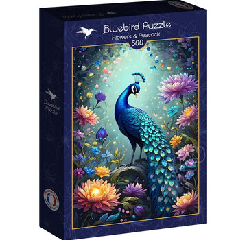 Bluebird Bluebird Flowers & Peacock Puzzle 500pcs
