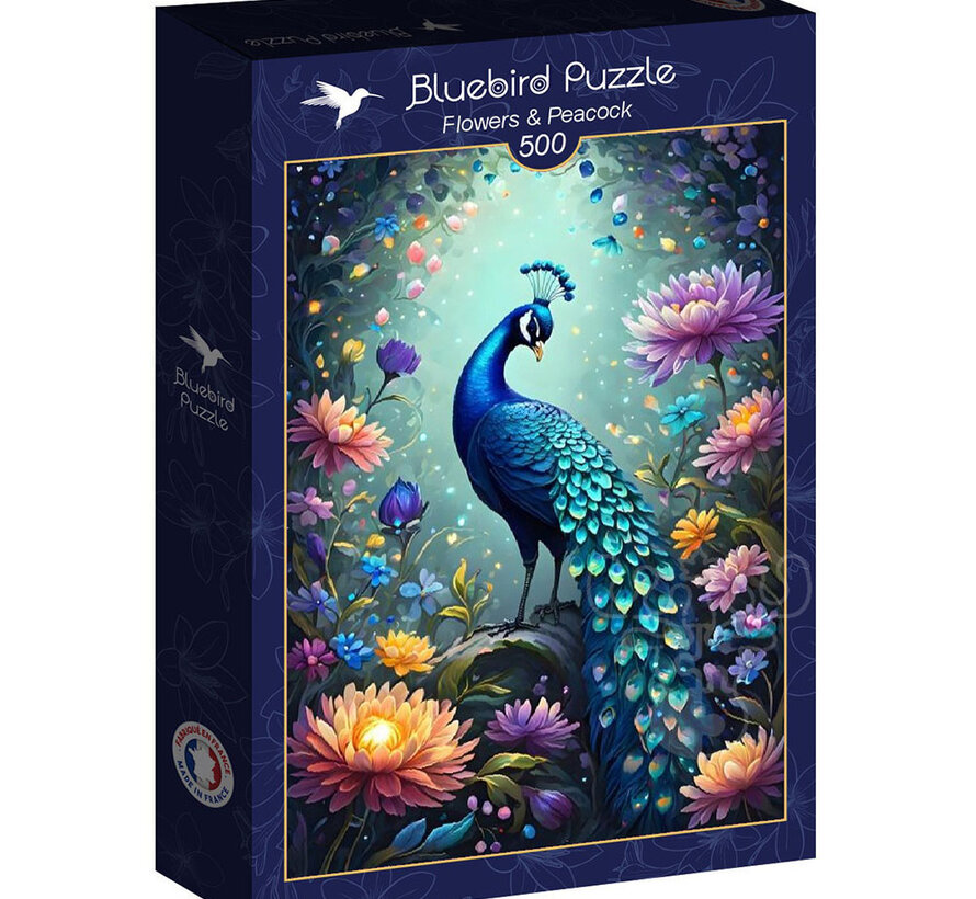Bluebird Flowers & Peacock Puzzle 500pcs