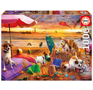 Educa Borras Educa Dogs Playing at the Beach Puzzle 1000pcs