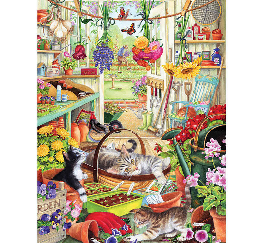 Cobble Hill Potting Shed Cats Puzzle 500pcs