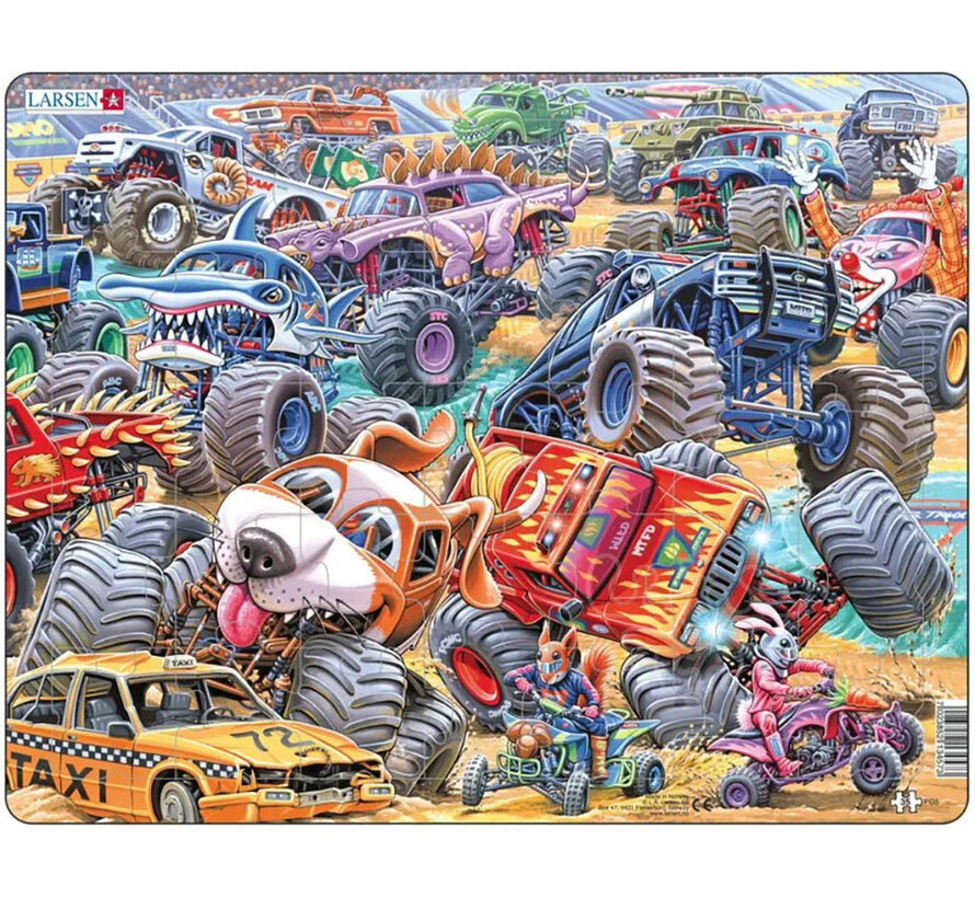 Larsen Monster Truck Race Tray Puzzle 35pcs