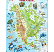 Larsen Puzzles Larsen North American Map with Animals Tray Puzzle 66pcs