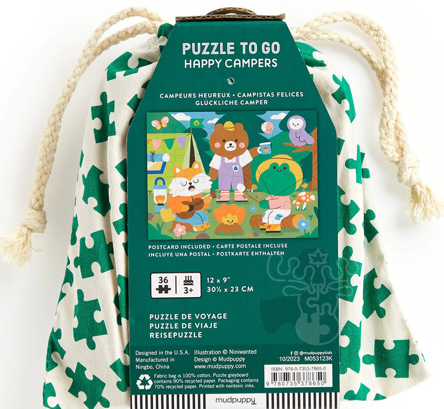 Mudpuppy Puzzle to Go Happy Campers Puzzle 36pcs