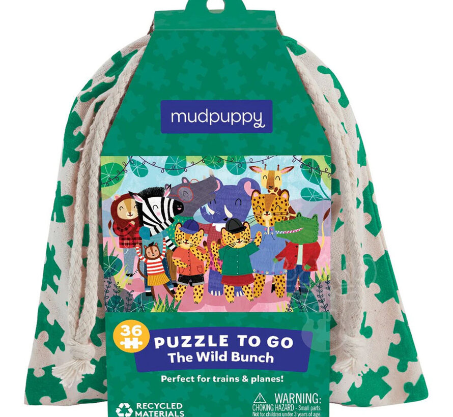 Mudpuppy Puzzle to Go Wild Bunch Puzzle 36pcs