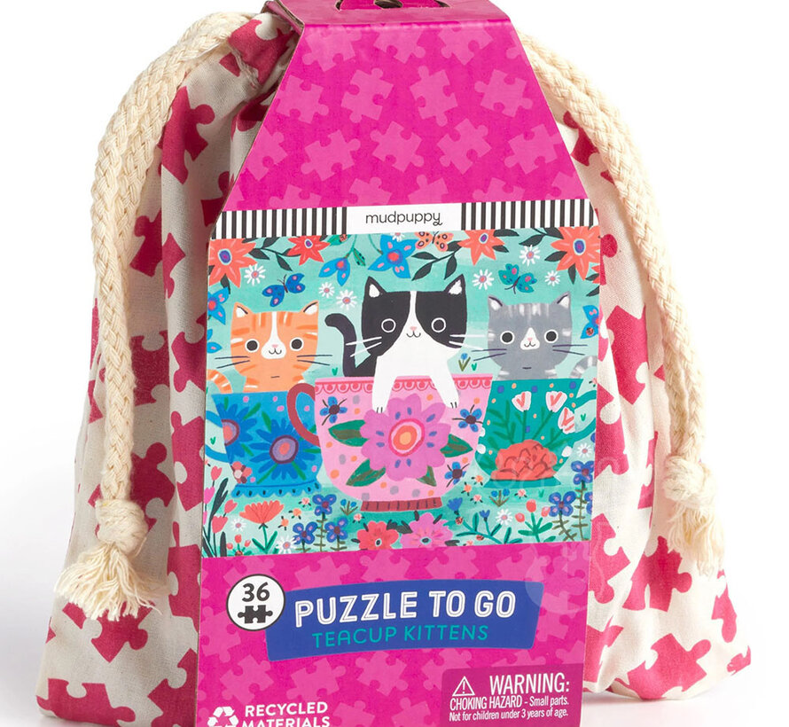 Mudpuppy Puzzle to Go Teacup  Kittens Puzzle 36pcs