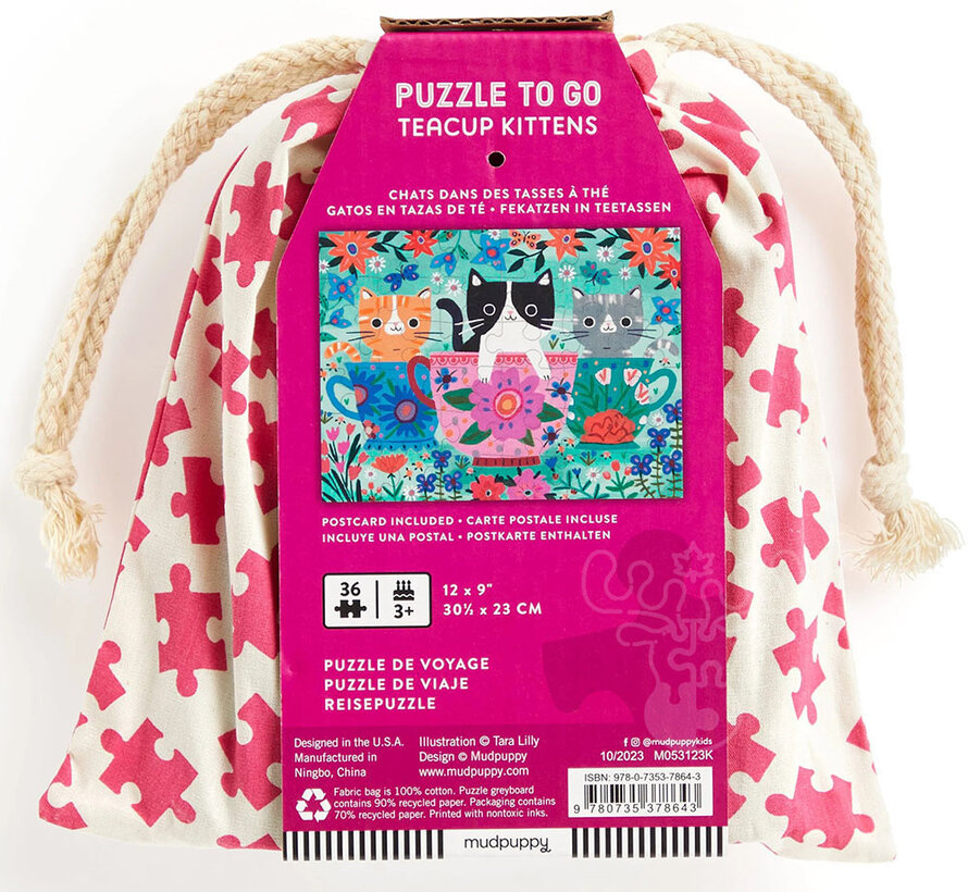 Mudpuppy Puzzle to Go Teacup  Kittens Puzzle 36pcs