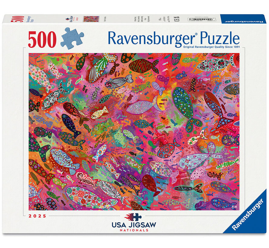 FINAL SALE Ravensburger Fish in Fuchsia 500pcs USA Jigsaw Nationals 2025