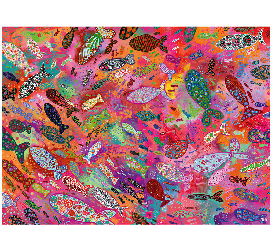 FINAL SALE Ravensburger Fish in Fuchsia 500pcs USA Jigsaw Nationals 2025