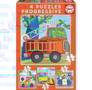 Educa Borras Educa 4 Progressive Puzzles - Vehicles 6, 9, 12, 16pcs