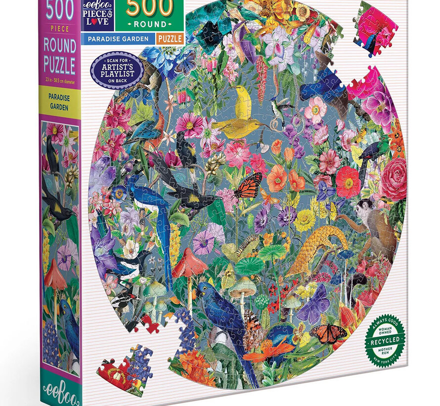eeBoo Paradise Garden Round Puzzle 500pcs