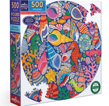 EeBoo eeBoo Seahorses, Shells & Coral Round Puzzle 500pcs