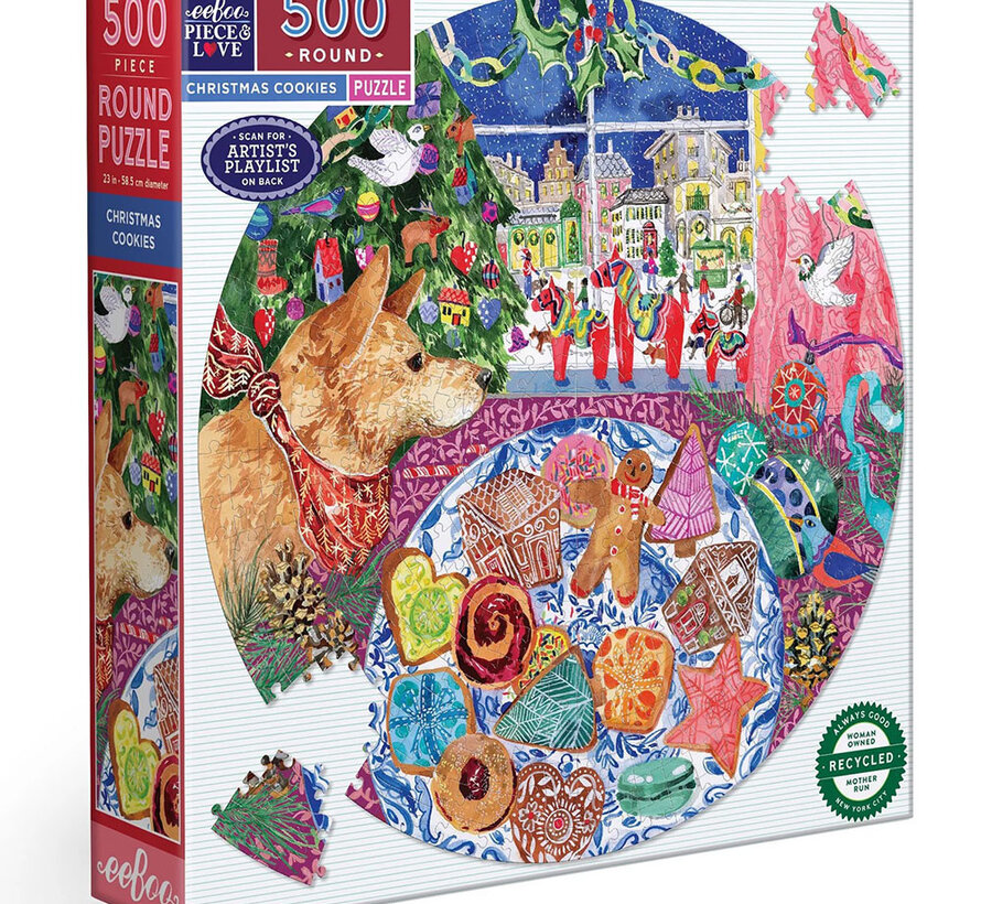 eeBoo Christmas Cookies Round Puzzle 500pcs