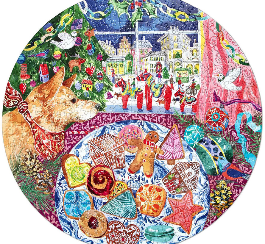 eeBoo Christmas Cookies Round Puzzle 500pcs