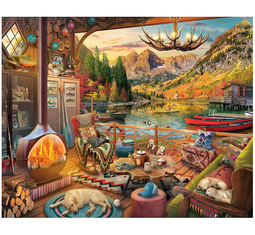 White Mountain Lake Bungalow Puzzle 1000pcs