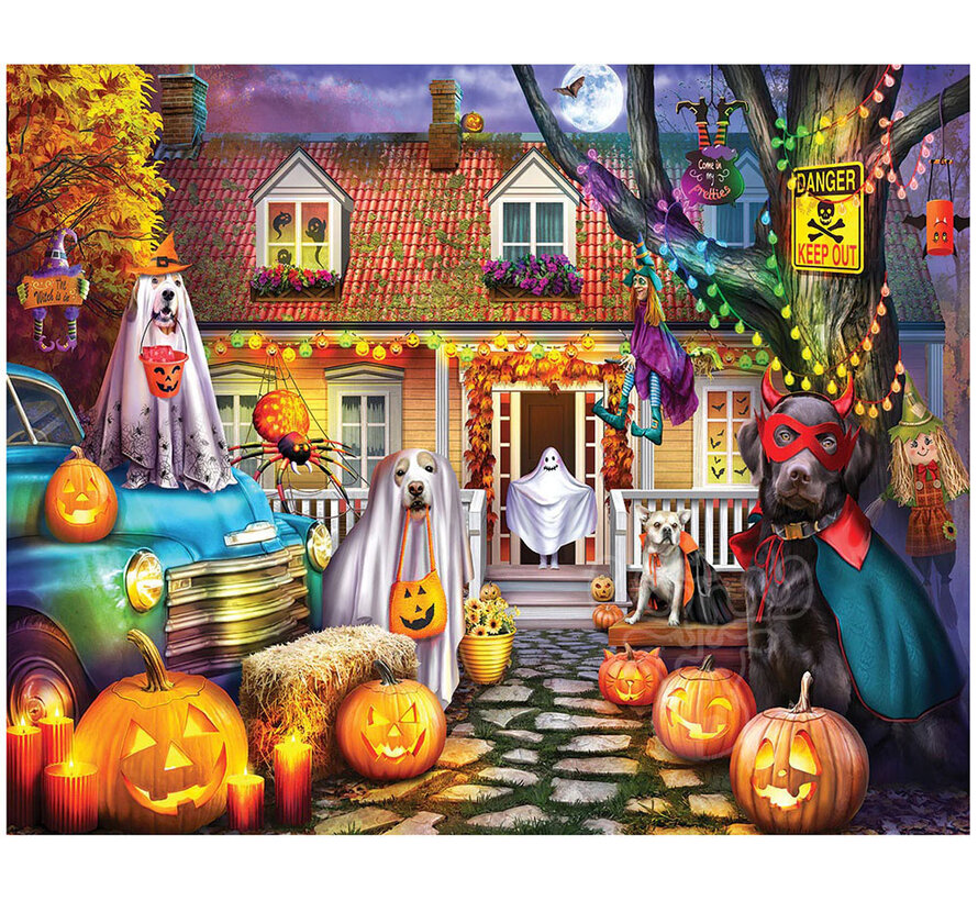 White Mountain Halloween Dog House Puzzle 1000pcs