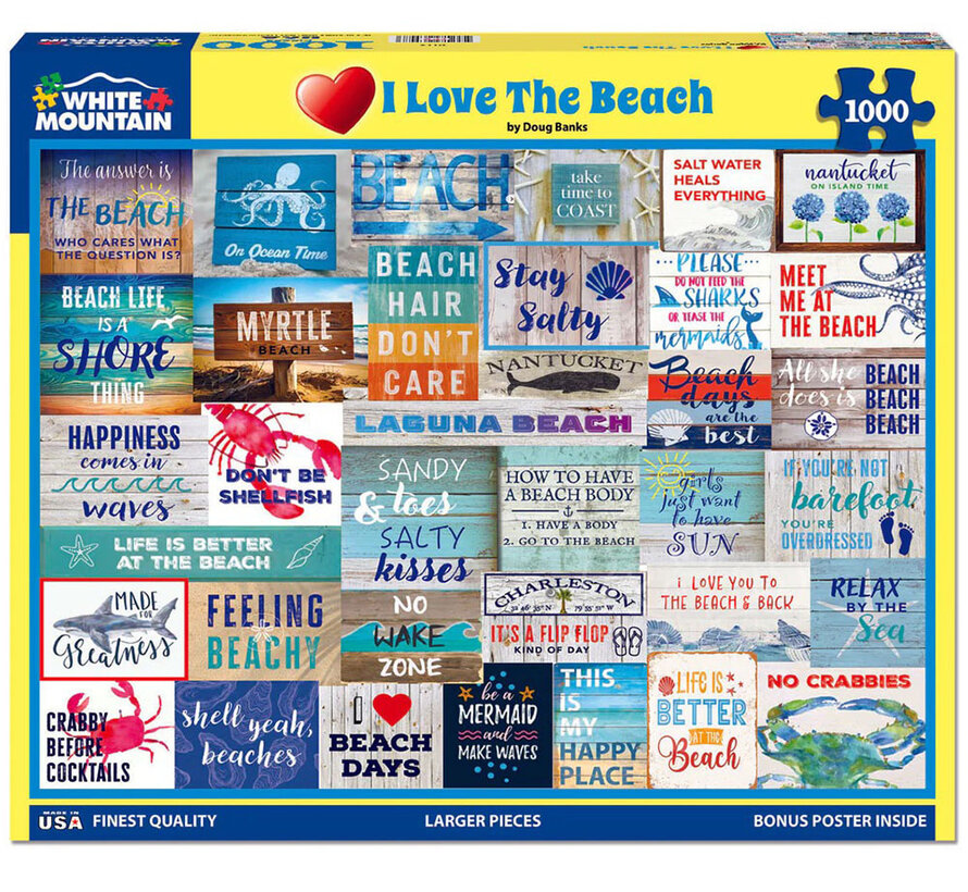 White Mountain I Love The Beach Puzzle 1000pcs