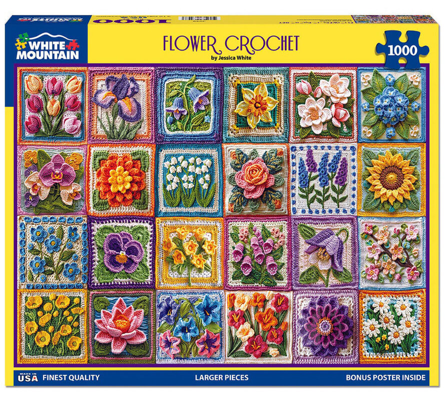 White Mountain Flower Crochet Puzzle 1000pcs