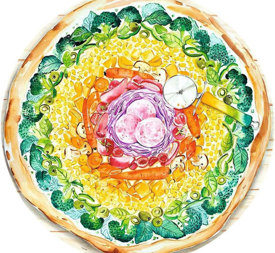 Ravensburger Circle of Colors: Pizza Round Puzzle 500pcs - Import