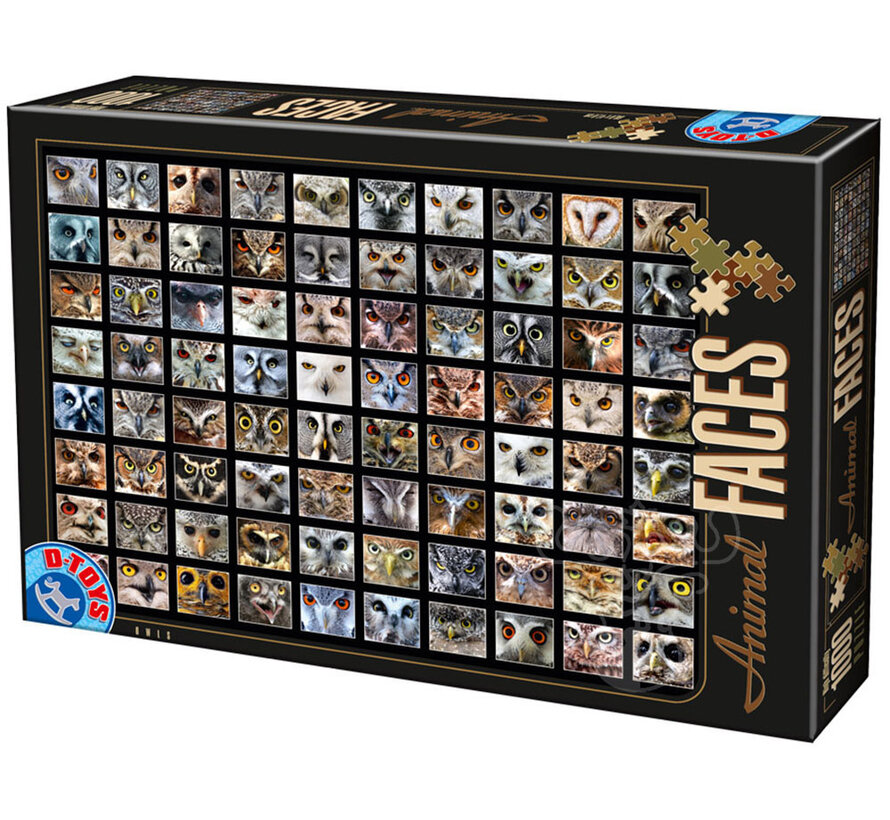 FINAL SALE Roovi/D-Toys Collage - Animal Faces Owls Puzzle 1000pcs