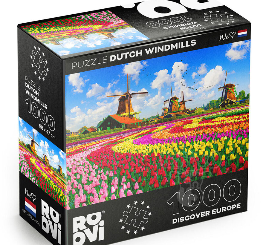 FINAL SALE Roovi/D-Toys Dutch Windmills, Netherlands Puzzle 1000pcs