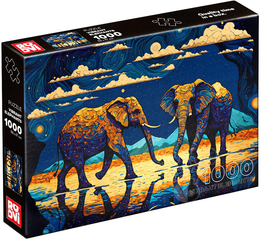 FINAL SALE Roovi/D-Toys Vibrant Elephants Puzzle 1000pcs