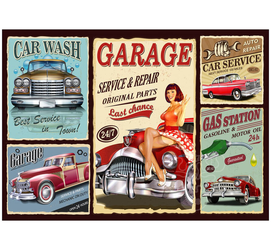 Grafika Retro Car Service Puzzle 500pcs