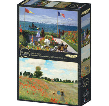 Grafika Grafika L'Art de Monet (Monet's Art) : Garden at Sainte Adresse, 1867 - Poppy Field Near Argentueil, 1873 Puzzle 2 x 500pcs