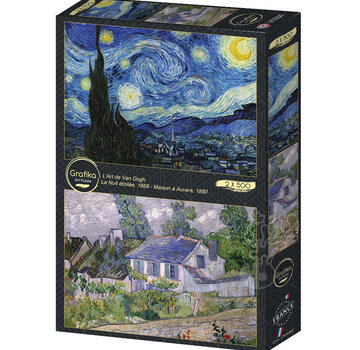 Grafika Grafika L'Art de Van Gogh (Van Gogh's Art) : Starry Night, 1889 - Houses at Auvers, 1890 Puzzle 2 x 500pcs