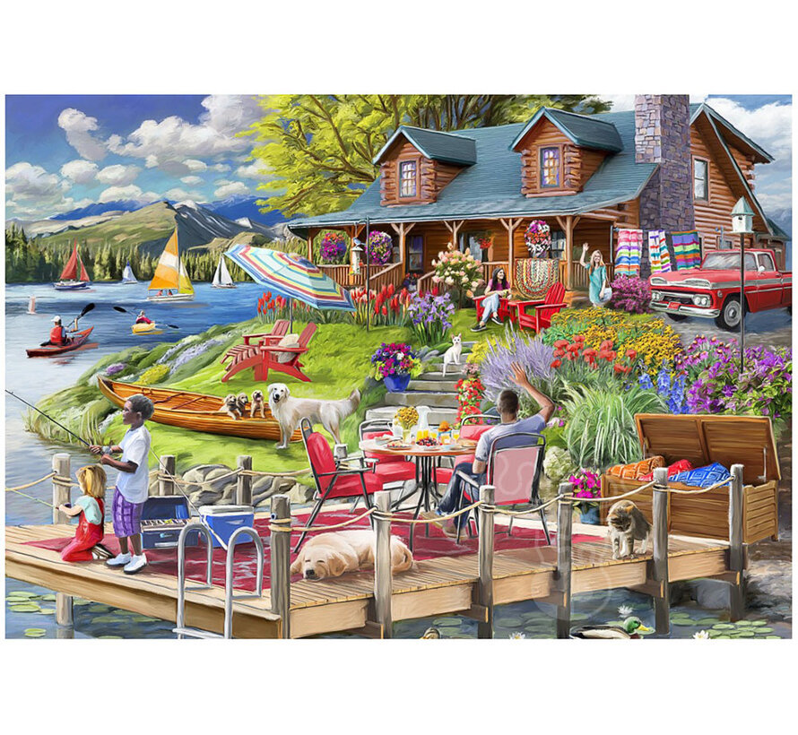 Bluebird Lake View Cabin Mountain Time Puzzle 1000pcs