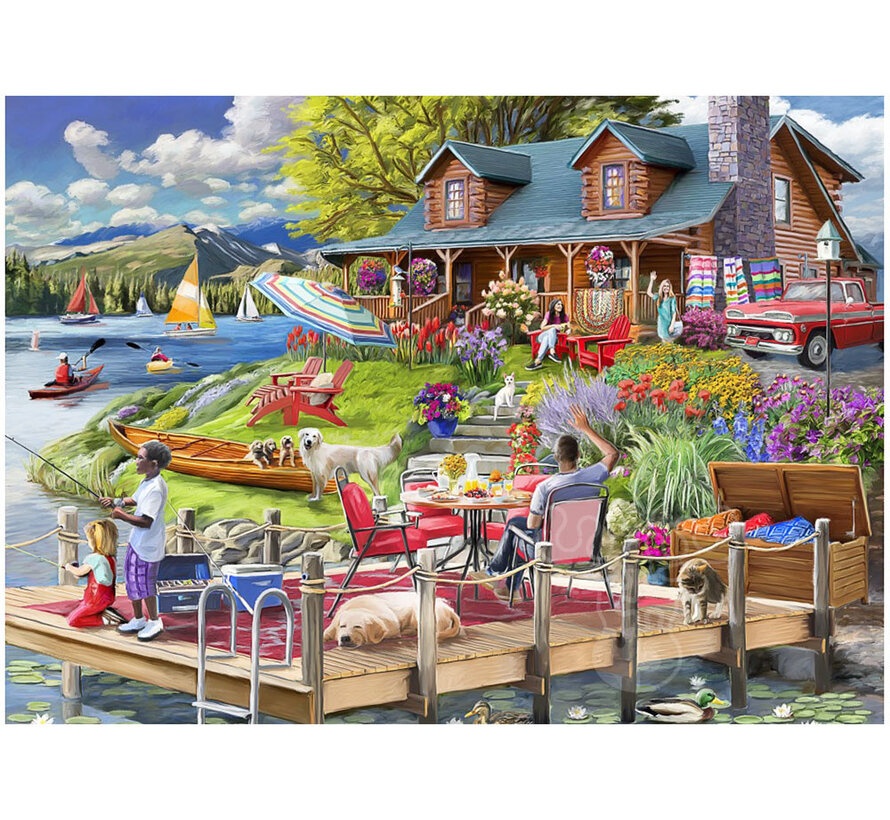 Bluebird Lake View Cabin Mountain Time Puzzle 500pcs