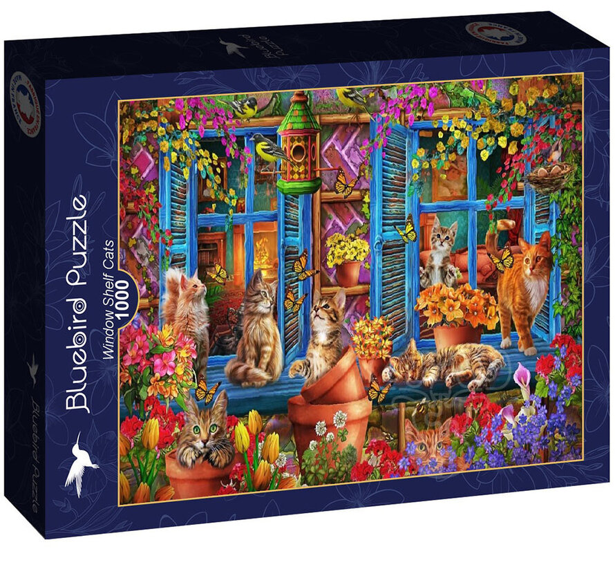 Bluebird Window Shelf Cats Puzzle 1000pcs