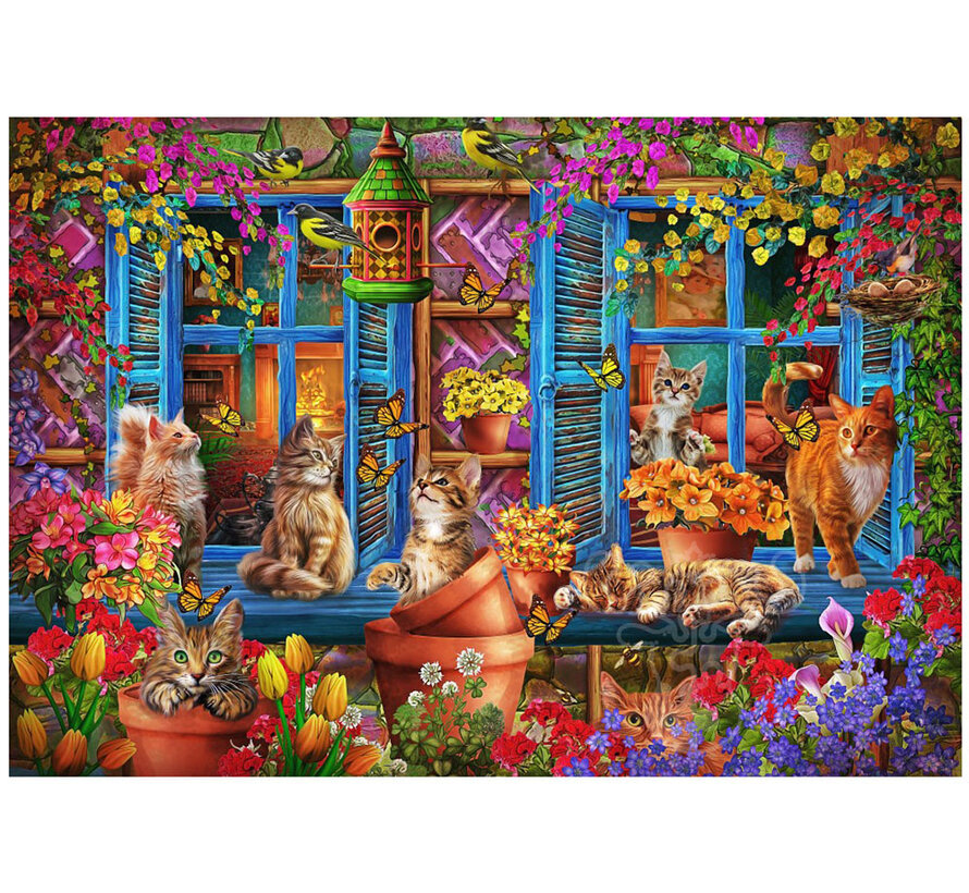 Bluebird Window Shelf Cats Puzzle 1000pcs