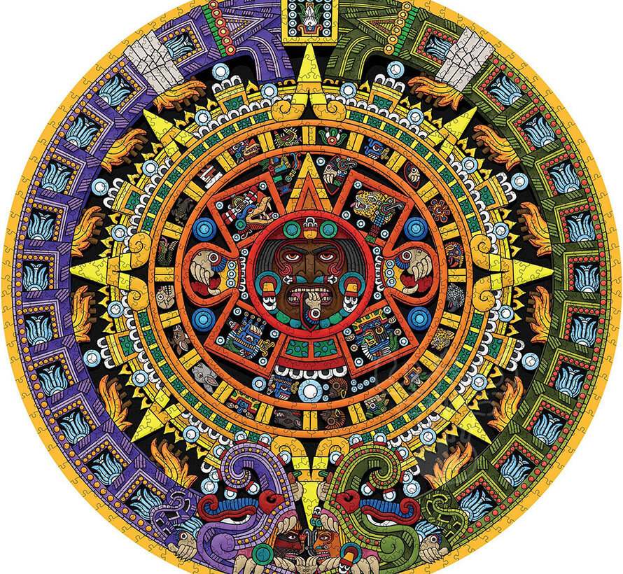 Pomegranate Angulo, Michael: Aztec Sun Stone Circular Puzzle 1000pcs